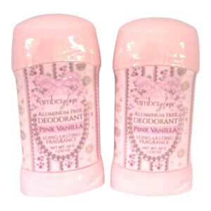 2X Amber Glow Pink Vanilla Aluminum-Free Viral Deodorant Set Of Two New